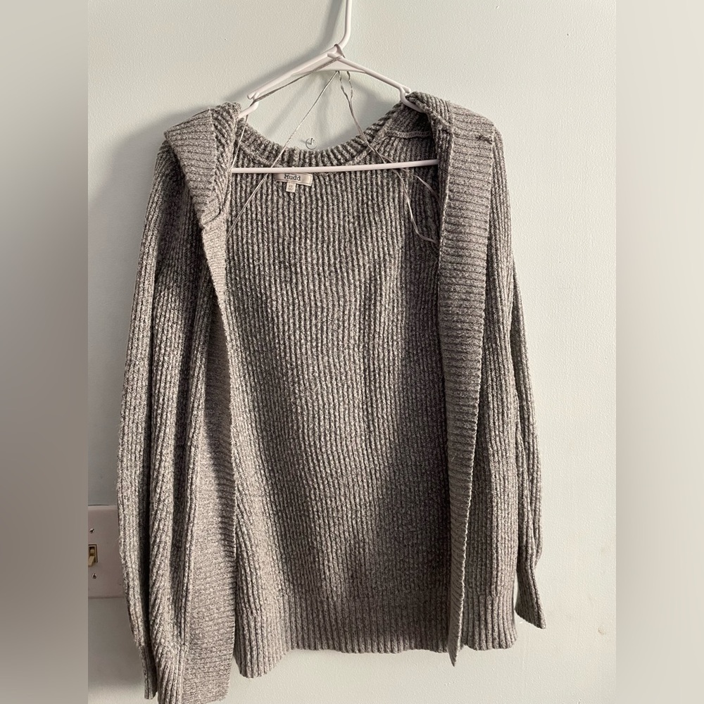 grey sweater cardigan w hood size XS